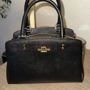 Coach Black Leather purse with Gold Accents